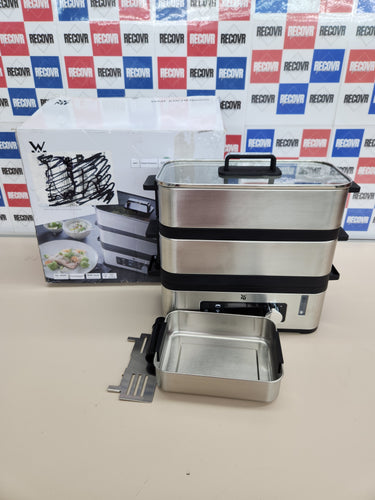 Vaporera, 900 W de hasta 4.3 l y depósito de Agua de 1.1 l, dos Zonas de cocción y función de mantenimiento de la calor, acabados de acero Inoxidable de cromargan WMF Kitchenminis